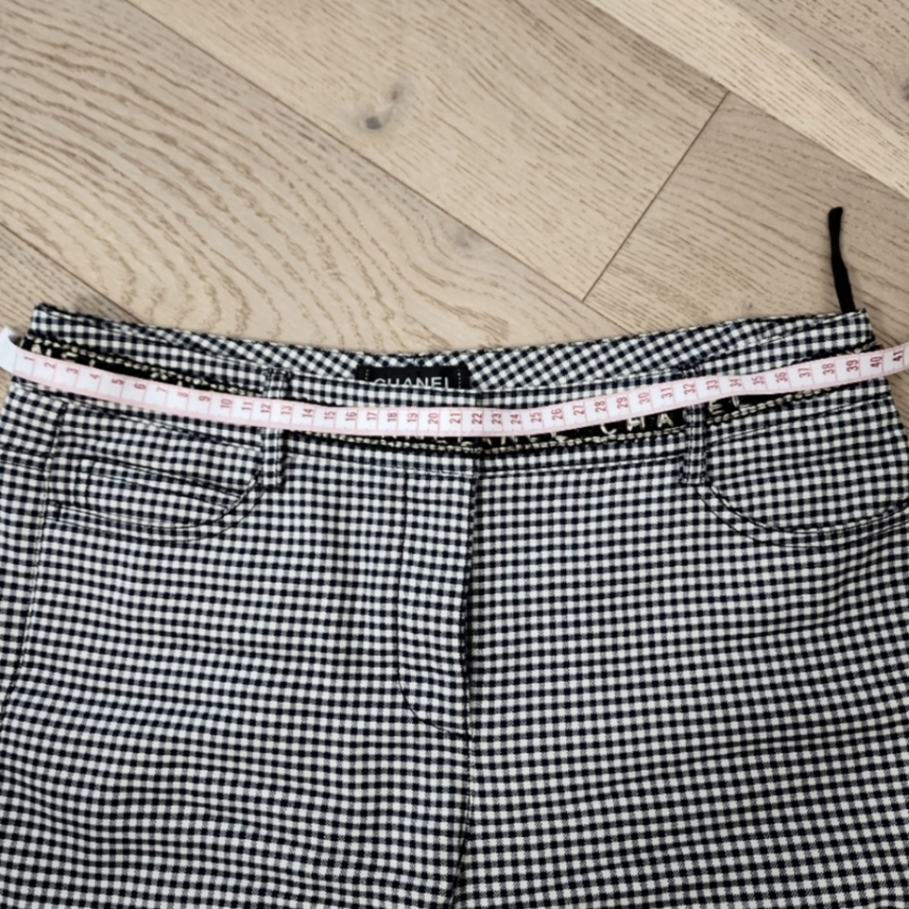 Authentic Chanel boutique logo waistband skinny gingham trousers - Picture 5 of 8